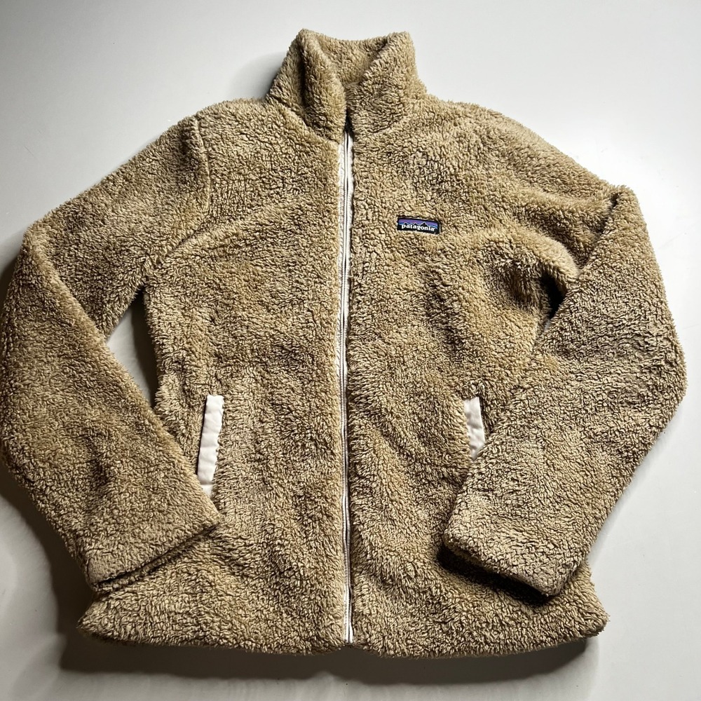 Patagonia Los Gatos Full Zip Fleece‎ Jacket Tan Beige Sherpa Womens Small 25216